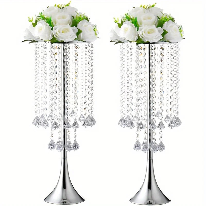 DecorBites™ Elegant Crystal Flower Stand Set for Events