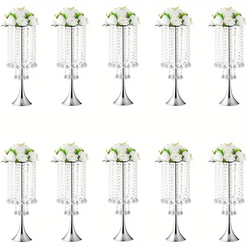 DecorBites™ Elegant Crystal Flower Stand Set for Events