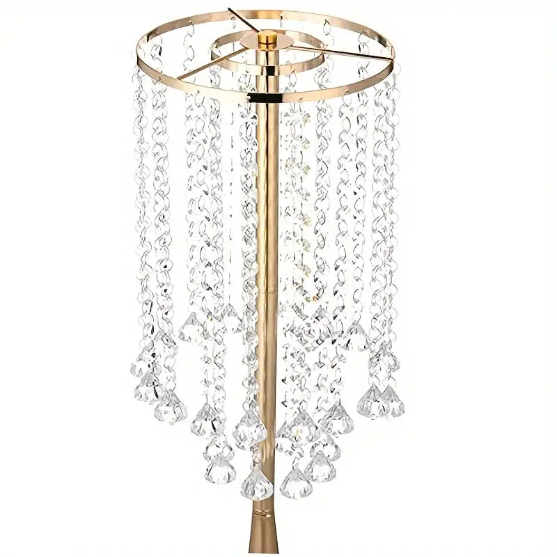 Elegant gold crystal flower stand set with red & white flowers dining room