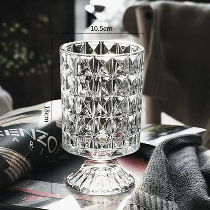 Elegant diamond cut crystal glass vase dining room pedestal decor