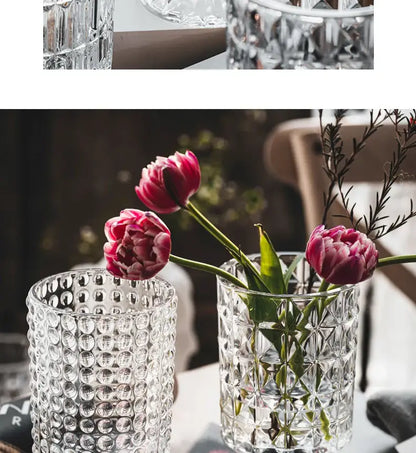 Elegant diamond cut crystal glass vase dining room pedestal decor