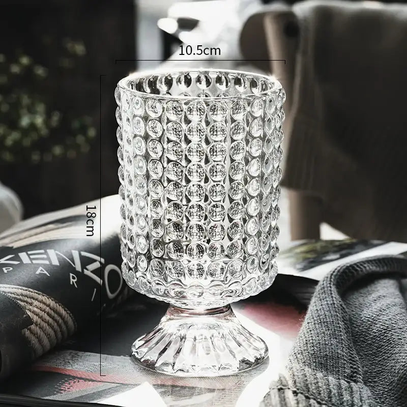 Elegant diamond cut crystal glass vase dining room pedestal decor