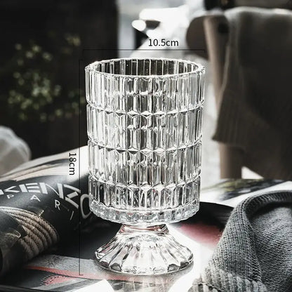 Elegant diamond cut crystal glass vase dining room pedestal decor