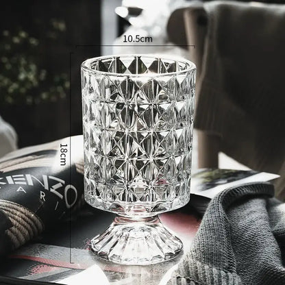 Elegant diamond cut crystal glass vase dining room pedestal decor