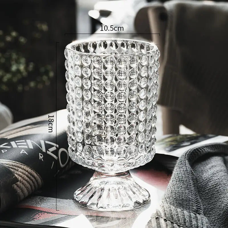 Elegant diamond cut crystal glass vase dining room pedestal decor