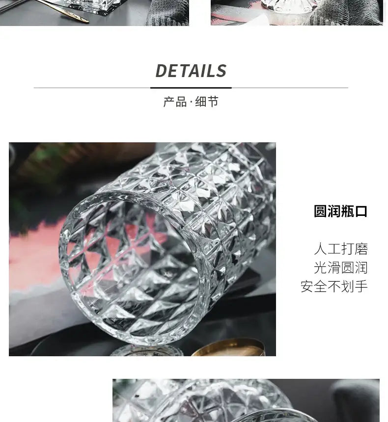 Elegant diamond cut crystal glass vase dining room pedestal decor