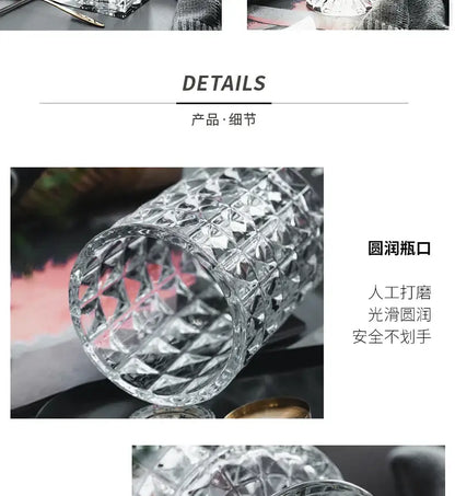 Elegant diamond cut crystal glass vase dining room pedestal decor