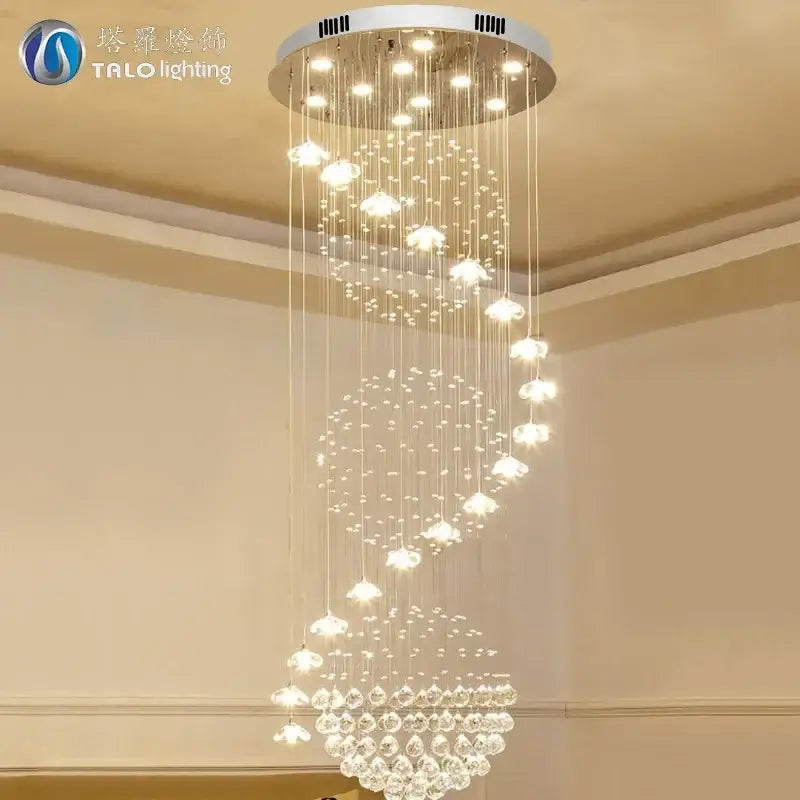 elegant crystal tiered chandelier for high ceiling living room