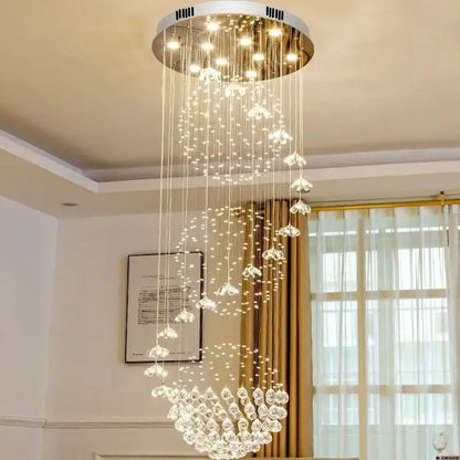 elegant crystal tiered chandelier for high ceiling living room