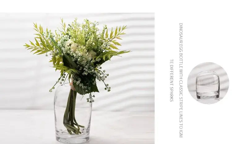 European gray gradient glass flower vase set living room decor
