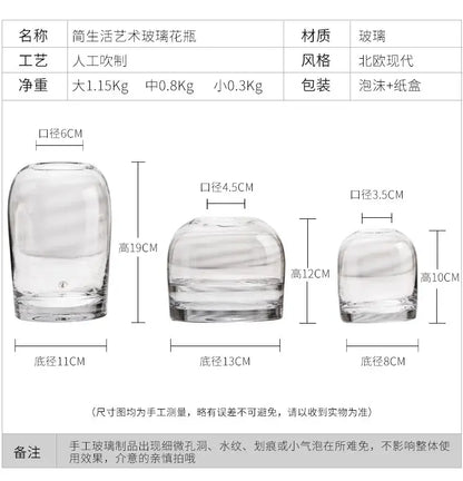 European gray gradient glass flower vase set living room decor