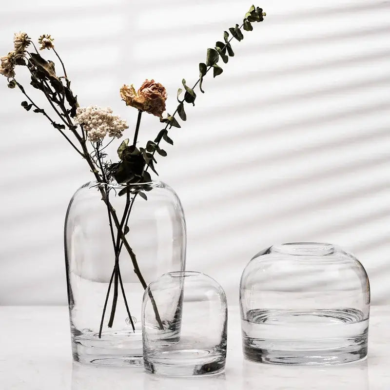 European gray gradient glass flower vase set living room decor