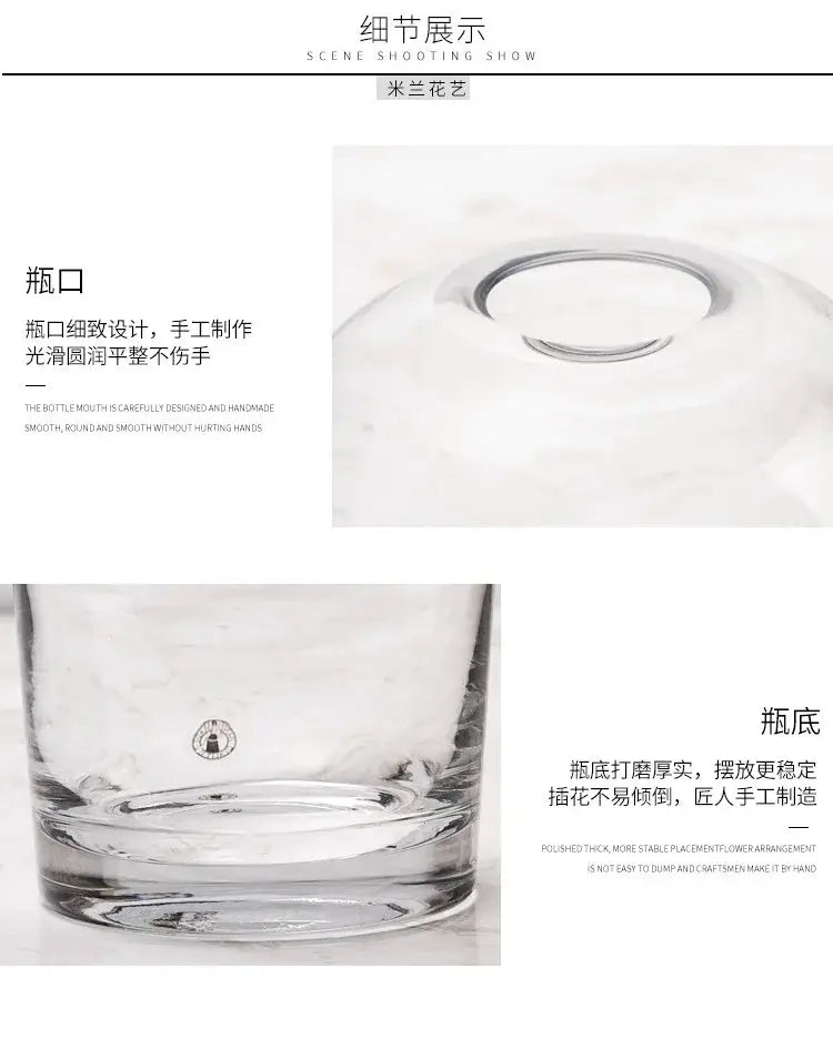European gray gradient glass flower vase set living room decor