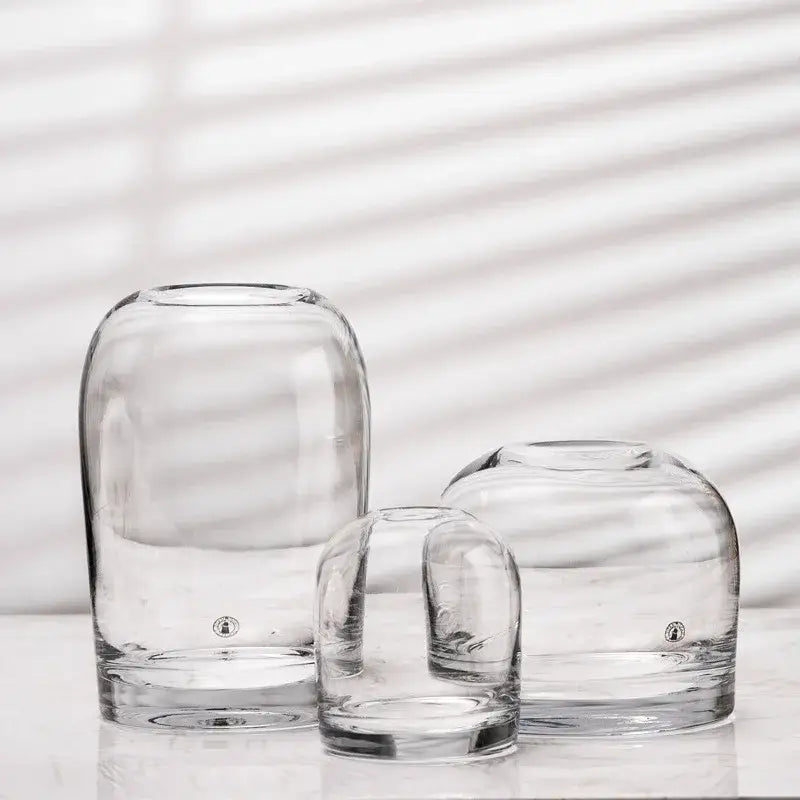 European gray gradient glass flower vase set living room decor