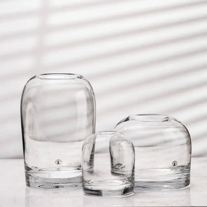 European gray gradient glass flower vase set living room decor
