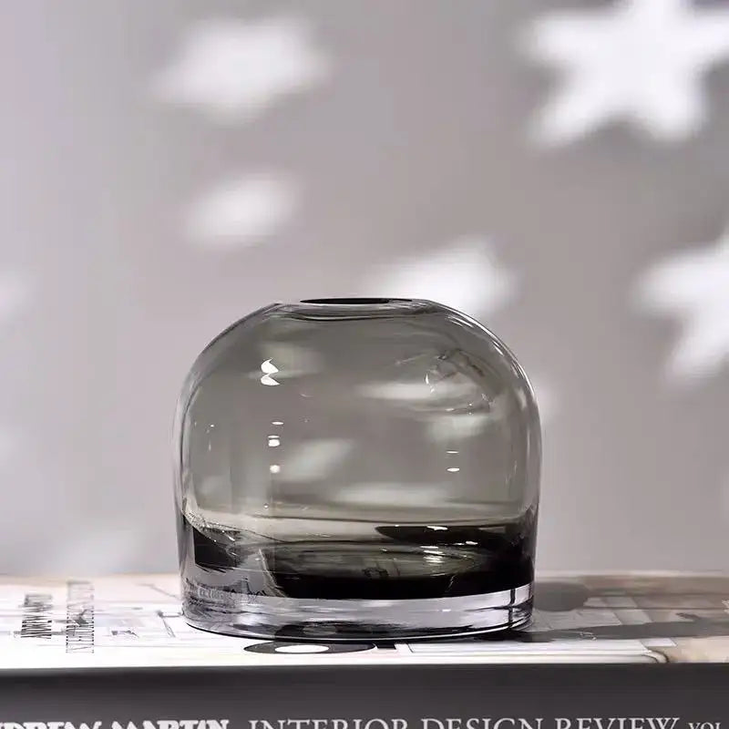 European gray gradient glass flower vase set living room decor
