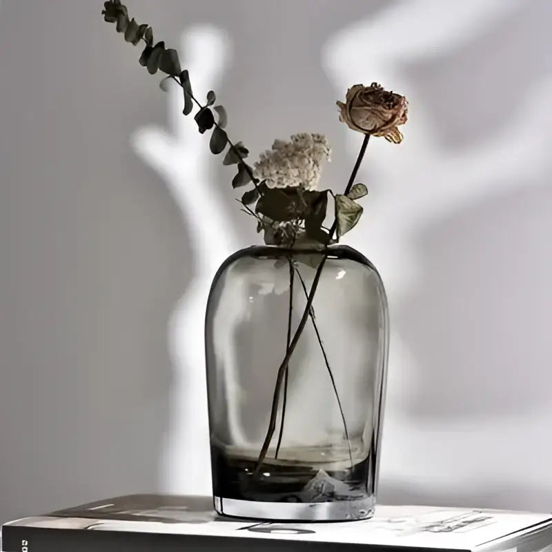 European gray gradient glass flower vase set living room decor