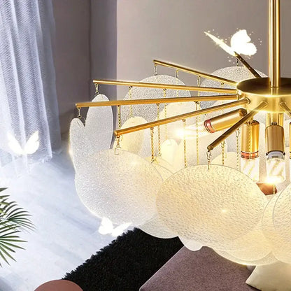 elegant glass chandelier gold textured bedroom light