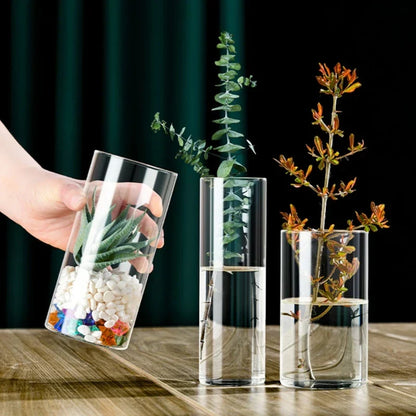 DecorBites™ Elegant Glass Cylinder Vase for Flowers