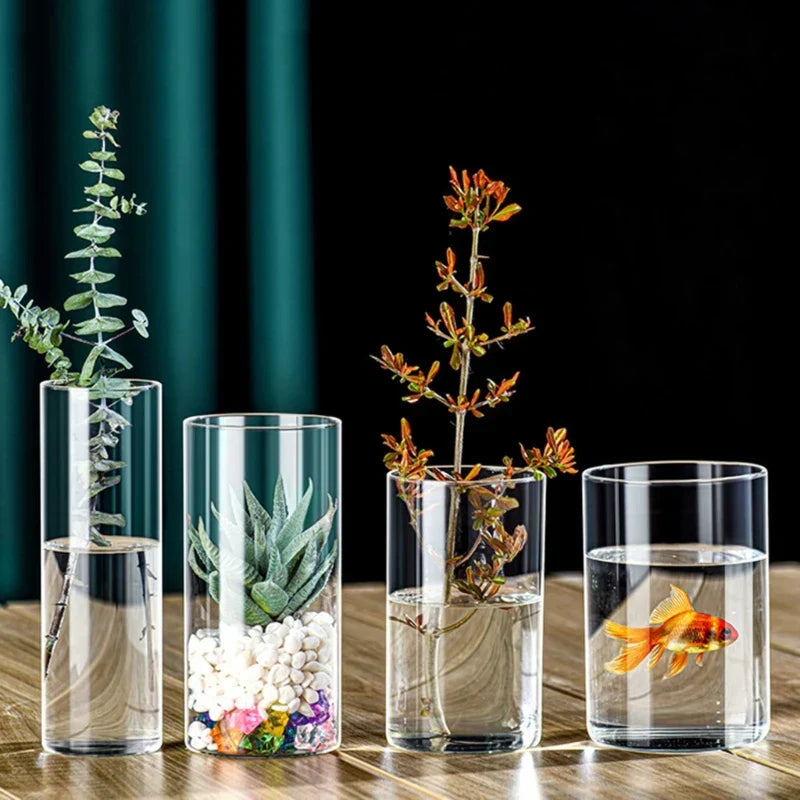 DecorBites™ Elegant Glass Cylinder Vase for Flowers