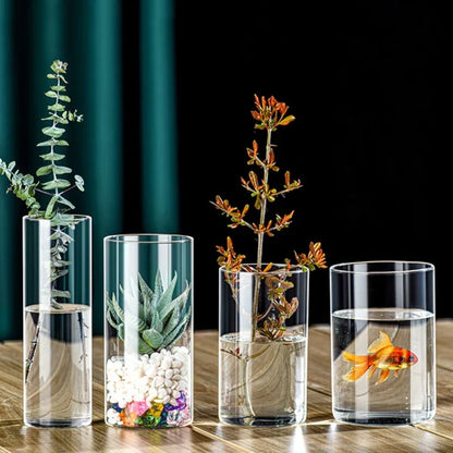 DecorBites™ Elegant Glass Cylinder Vase for Flowers