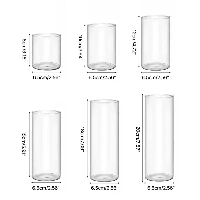 Modern clear glass cylinder vase set living room floral decor