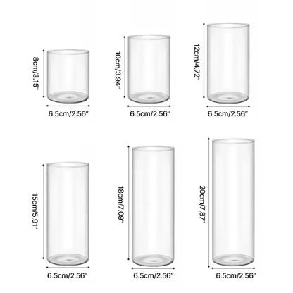 Modern clear glass cylinder vase set living room floral decor