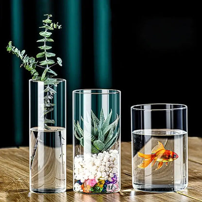 Modern clear glass cylinder vase set living room floral decor