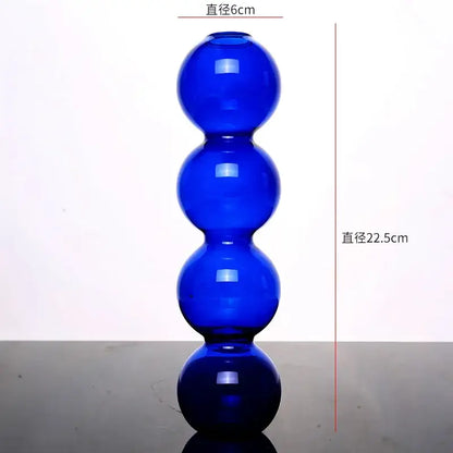 Modern colorful stacked glass vase set living room decor