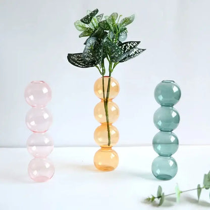 Modern colorful stacked glass vase set living room decor