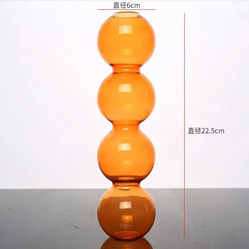 Modern colorful stacked glass vase set living room decor