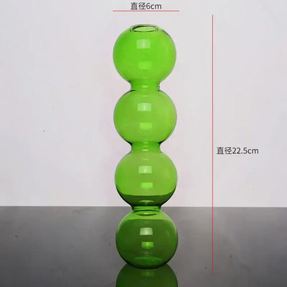 Modern colorful stacked glass vase set living room decor