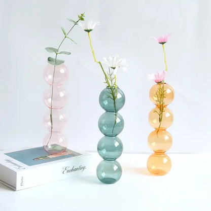 Modern colorful stacked glass vase set living room decor
