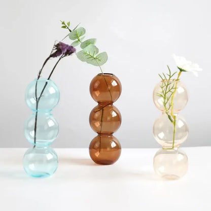 Modern colorful stacked glass vase set living room decor