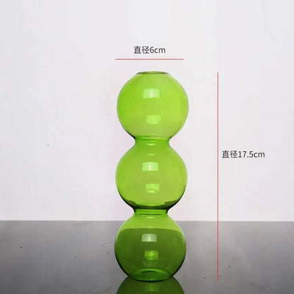 Modern colorful stacked glass vase set living room decor