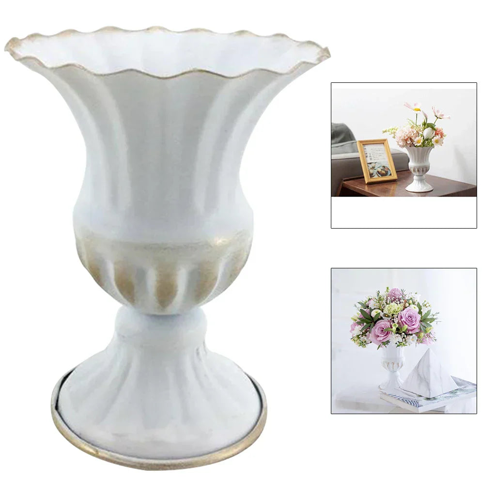 DecorBites™ Elegant Metal Flower Vase Candle Holders