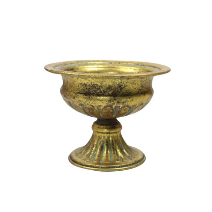 Ornate white & gold metal flower vase – dining room centerpiece