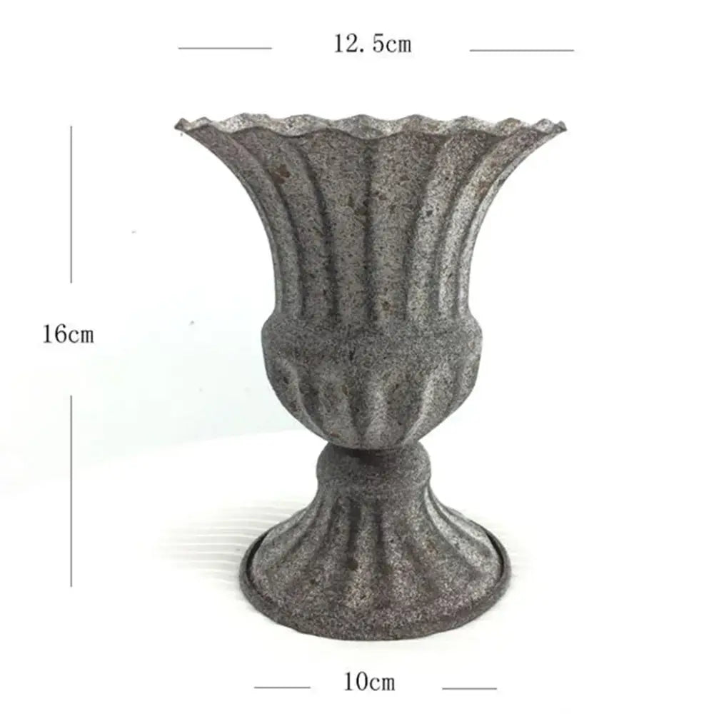 Ornate white & gold metal flower vase – dining room centerpiece