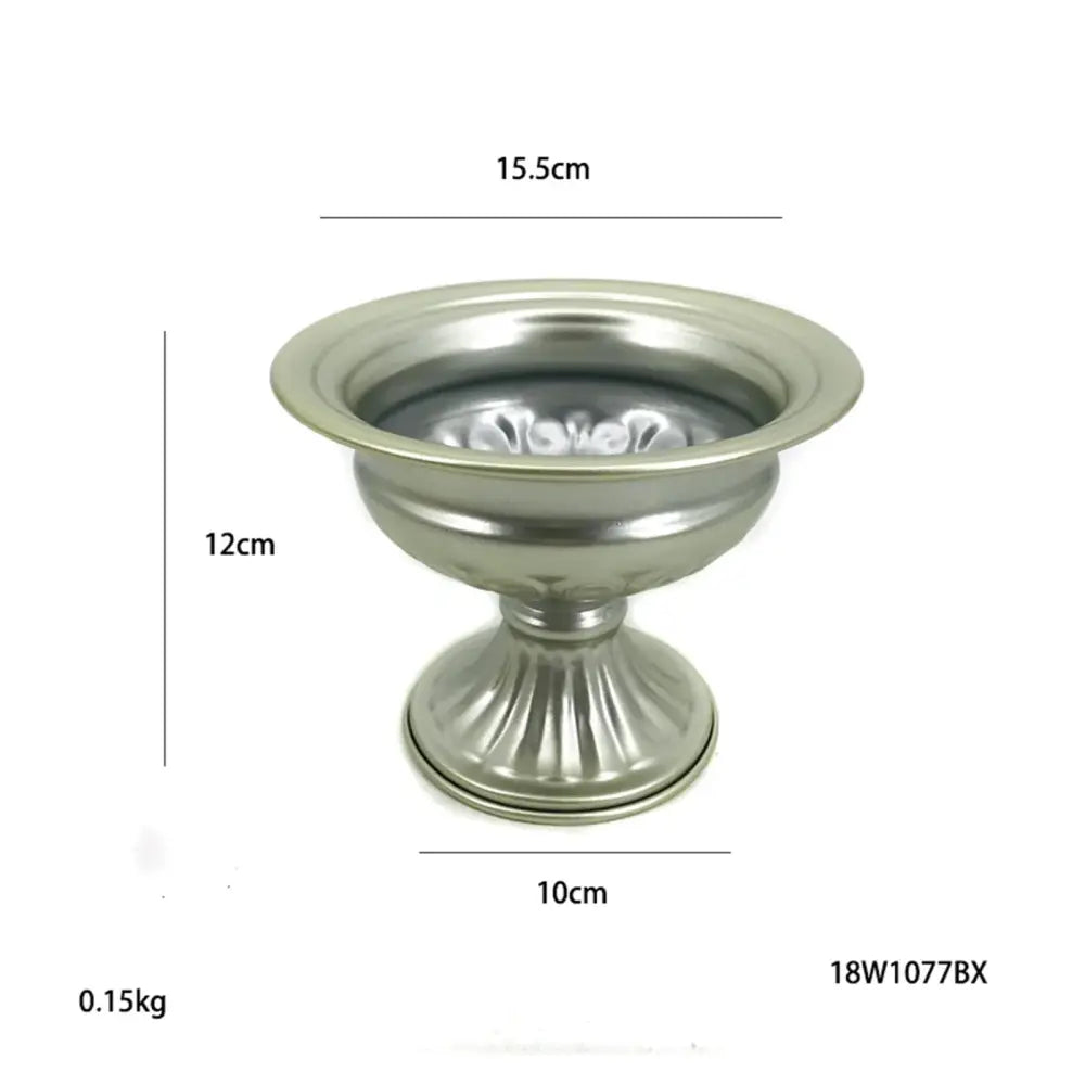 Ornate white & gold metal flower vase – dining room centerpiece