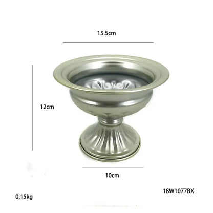 Ornate white & gold metal flower vase – dining room centerpiece