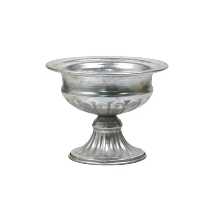 Ornate white & gold metal flower vase – dining room centerpiece