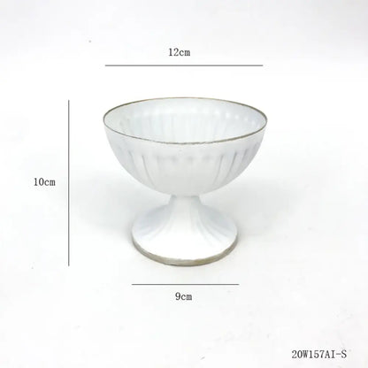 Ornate white & gold metal flower vase – dining room centerpiece