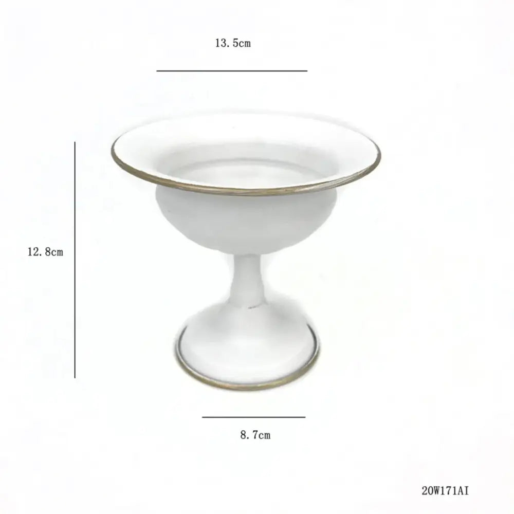 Ornate white & gold metal flower vase – dining room centerpiece
