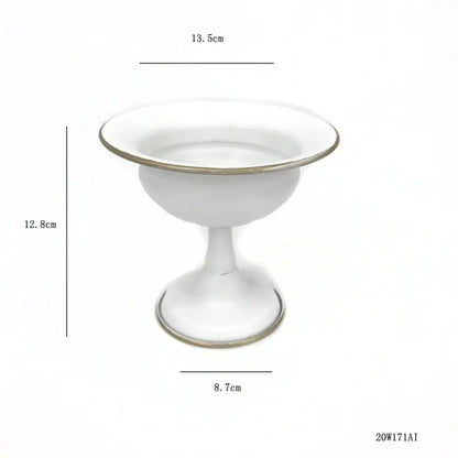 Ornate white & gold metal flower vase – dining room centerpiece
