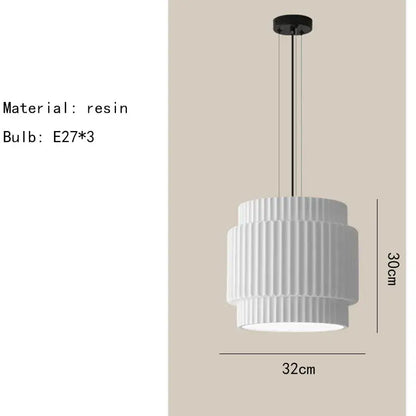 elegant resin sage green ribbed pendant light dining room