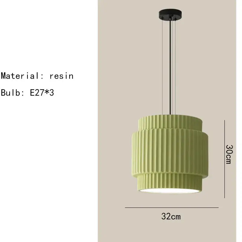 elegant resin sage green ribbed pendant light dining room