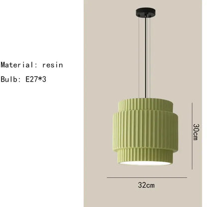 elegant resin sage green ribbed pendant light dining room
