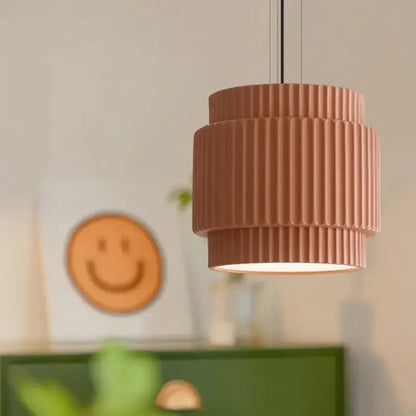 elegant resin sage green ribbed pendant light dining room