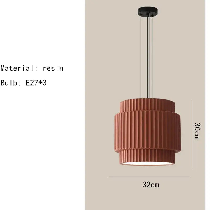 elegant resin sage green ribbed pendant light dining room
