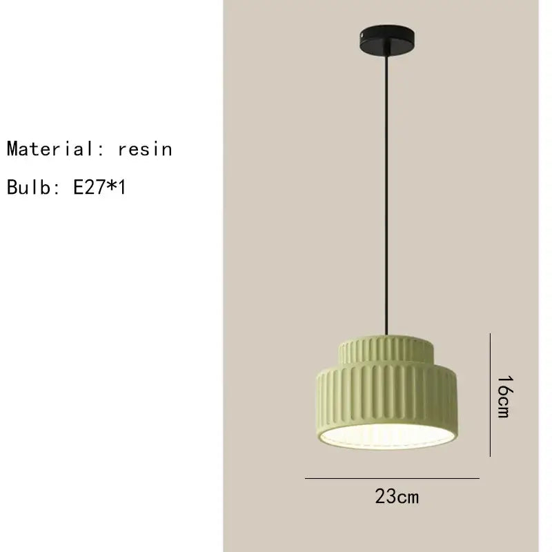 elegant resin sage green ribbed pendant light dining room